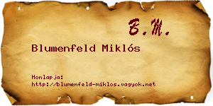 Blumenfeld Miklós névjegykártya